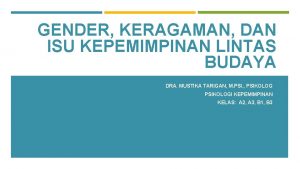 GENDER KERAGAMAN DAN ISU KEPEMIMPINAN LINTAS BUDAYA DRA