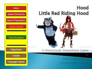 Story Game Directions Hood Little Red Riding Hood