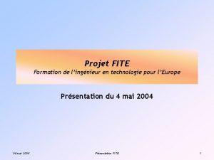 Projet FITE Formation de lingnieur en technologie pour