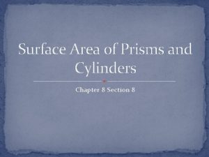 Surface Area of Prisms and Cylinders Chapter 8