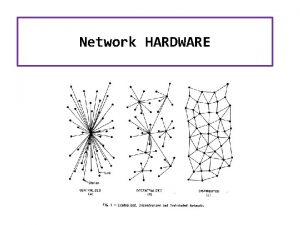 Network HARDWARE What HARDWARE do you think you