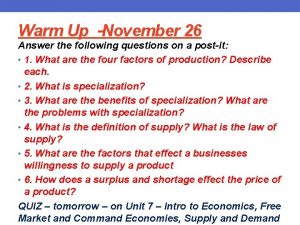 Warm Up November 26 Answer the following questions