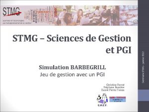 Simulation BARBEGRILL Jeu de gestion avec un PGI