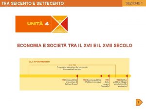 TRA SEICENTO E SETTECENTO SEZIONE 1 ECONOMIA E