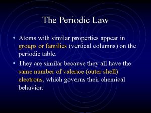 The Periodic Law Atoms with similar properties appear
