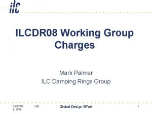 ILCDR 08 Working Group Charges Mark Palmer ILC