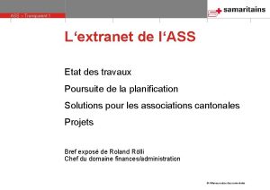 ASS Transparent 1 Lextranet de lASS Etat des