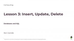 Computing Lesson 3 Insert Update Delete Databases and