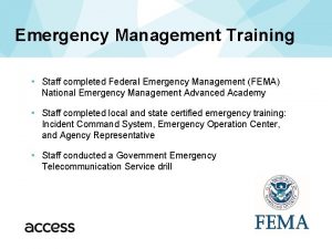 Emergency Management Training Staff completed Federal Emergency Management