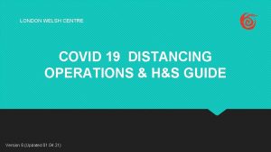LONDON WELSH CENTRE COVID 19 DISTANCING OPERATIONS HS
