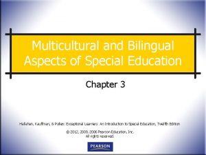 Multicultural and Bilingual Aspects of Special Education Chapter