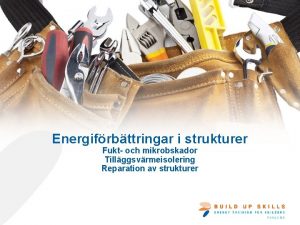 Energifrbttringar i strukturer Fukt och mikrobskador Tillggsvrmeisolering Reparation