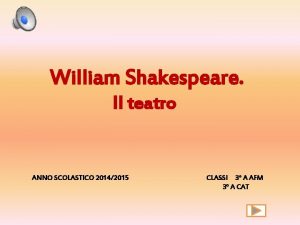 William Shakespeare Il teatro ANNO SCOLASTICO 20142015 CLASSI