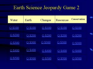 Earth Science Jeopardy Game 2 Water Earth Changes