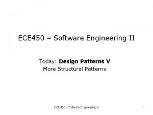 ECE 450 Software Engineering II Today Design Patterns