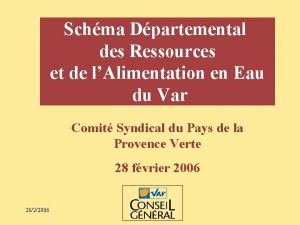 Schma Dpartemental des Ressources et de lAlimentation en