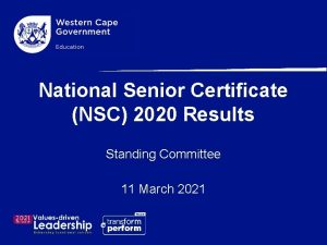 National Senior Certificate NSC 2020 Results Standing Committee