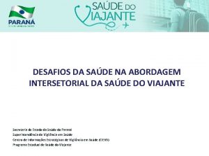 GT Programa Estadual de DESAFIOS DA SADE NA