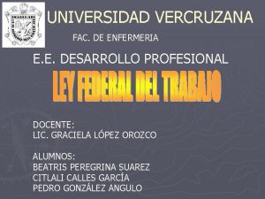 UNIVERSIDAD VERCRUZANA FAC DE ENFERMERIA E E DESARROLLO