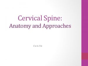 Cervical Spine Anatomy and Approaches Claris Shi Anatomy