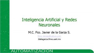 Inteligencia Artificial y Redes Neuronales M C Fco