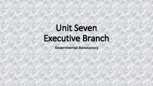 Unit Seven Executive Branch Governmental Bureaucracy Bureaucracyan efficient
