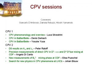 CPV sessions Conveners Giancarlo DAmbrosio Daniela Rebuzzi Hitoshi