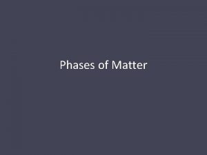 Phases of Matter Kinetic Theory of Matter All
