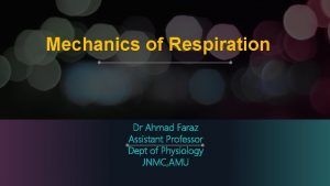 Mechanics of Respiration Dr Ahmad Faraz Assistant Professor