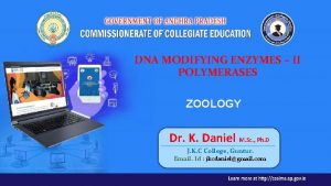 DNA MODIFYING ENZYMES II POLYMERASES ZOOLOGY Dr K