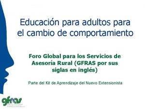 Educacin para adultos para el cambio de comportamiento