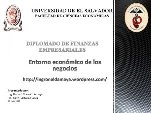 UNIVERSIDAD DE EL SALVADOR FACULTAD DE CIENCIAS ECONMICAS