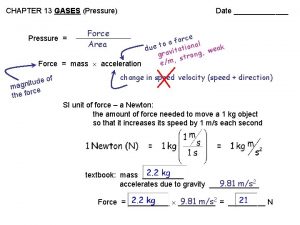 CHAPTER 13 GASES Pressure Pressure Date Force Area CHAPTER 13 GASES Pressure Pressure Date Force Area