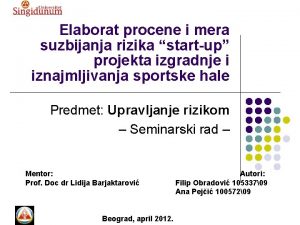 Elaborat procene i mera suzbijanja rizika startup projekta