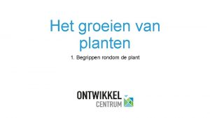 Het groeien van planten 1 Begrippen rondom de