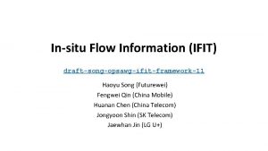 Insitu Flow Information IFIT draftsongopsawgifitframework11 Haoyu Song Futurewei