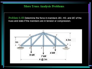 More Truss Analysis Problem 6 48 Determine the