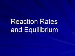 Reaction Rates and Equilibrium 1 Reaction Speed Balanced