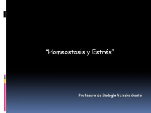 Homeostasis y Estrs Profesora de Biologa Valeska Gaete