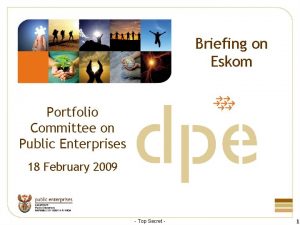 Briefing on Eskom Portfolio Committee on Public Enterprises