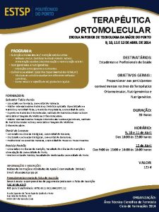 TERAPUTICA ORTOMOLECULAR ESCOLA SUPERIOR DE TECNOLOGIA DA SADE