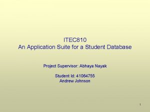 ITEC 810 An Application Suite for a Student