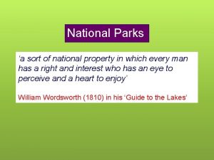 National Parks a sort of national property in