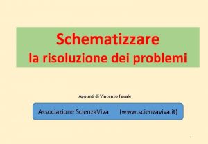 Schematizzare la risoluzione dei problemi Appunti di Vincenzo