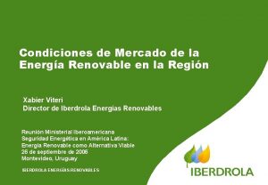 Condiciones de Mercado de la Energa Renovable en