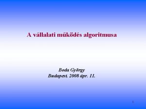 A vllalati mkds algoritmusa Boda Gyrgy Budapest 2008