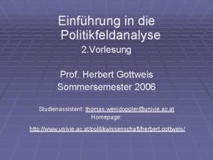 Einfhrung in die Politikfeldanalyse 2 Vorlesung Prof Herbert