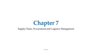 Chapter 7 Supply Chain Procurement and Logistics Management
