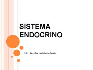 SISTEMA ENDOCRINO Lic Anglica castaeda duarte SISTEMA ENDOCRINO