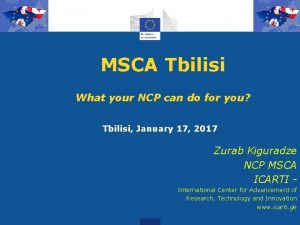 MSCA Tbilisi What your NCP can do for